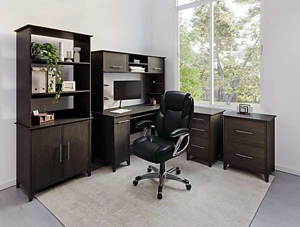 Realspace Cressfield Bonded Leather High Back Executive Chair BlackSilver  BIFMA Compliant - Office Depot