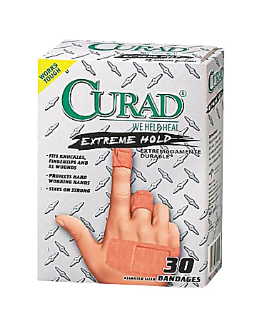 CURAD® Extreme Hold Bandages, Assorted Sizes, Box Of