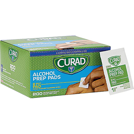 CURAD® Sterile Alcohol Prep Pads, 1" x 1", White, Box Of 200 Pads