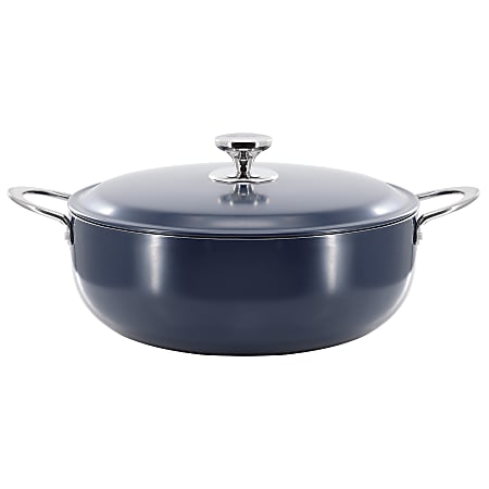 Oster Cartagena Aluminum Nonstick Caldero With Lid, 9.3 Qt, Dark Blue