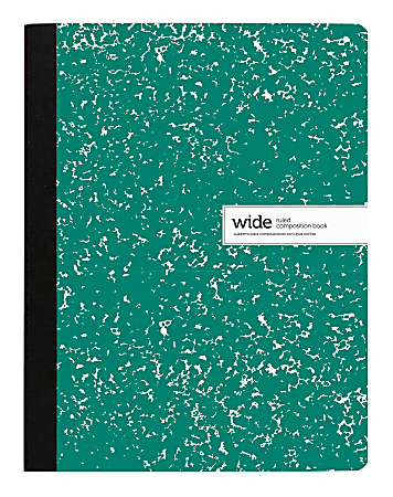 Office Depot® Brand Composition Notebook, 9-3/4" x 7-1/2", Wide Ruled, 100 Sheets, Green/White