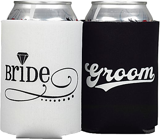 Taylor Insulated Can Coolers, 4-1/4" x 2-1/2", Bride And Groom, Set Of 2 Coolers