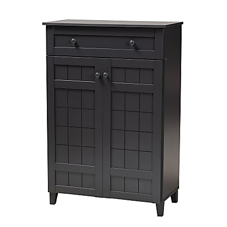 Baxton Studio Glidden 5-Shelf Shoe Storage Cabinet With Drawer, Dark Gray