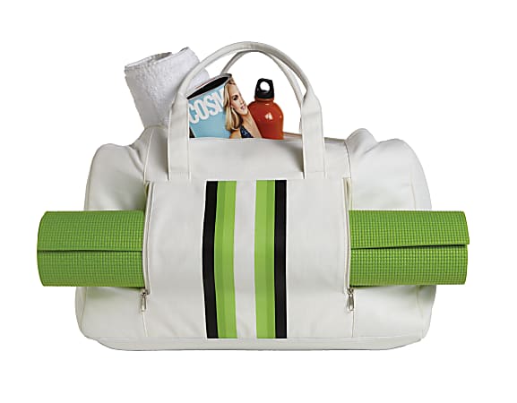 Orbit Gym Bag With Yoga Mat, 20"H x 7"W x 13"D, Cream/Green
