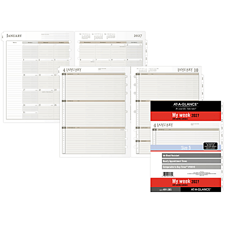AT A GLANCE 2026 Weekly Planner Refill Loose Leaf Folio Size 8 12 x 11 ...