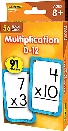 Teacher Created Resources Flash Cards, Multiplication 0-12, 3-1/8", 5-1/8", Total Qty 56