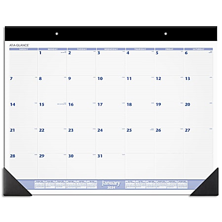 2024 AT-A-GLANCE® Monthly Desk Pad Calendar, 24" x 19", Blue/Gray, January To December 2024, SW23000