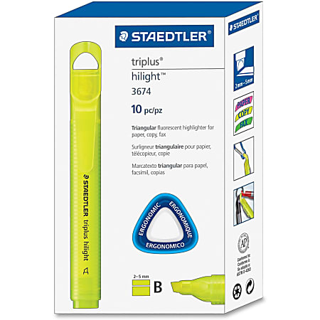 Staedtler Triplus Broad Tip Fluoresct Highlighter - Broad Marker Point - Chisel Marker Point Style - Fluorescent Yellow - 10 / Box
