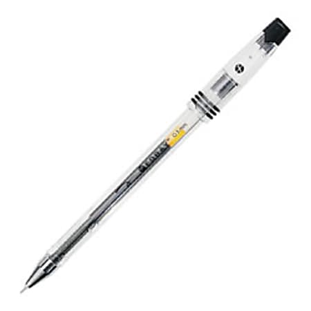 FORAY® Gel Pens, Extra Fine Point, 0.3 mm, Clear Barrel, Black Ink, Pack Of 12