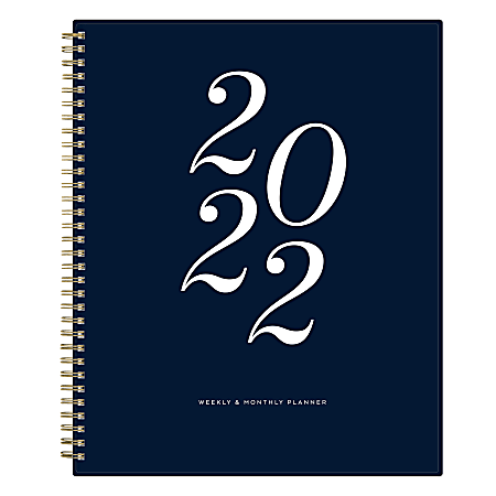 Blue Sky™ Weekly/Monthly Planner, 8-1/2” x 11”, Navy, January To December 2022, 133527