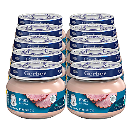 Gerber Sitter 2nd Foods Jars, Ham & Gravy, 2.5 Oz, Pack Of 10 Jars