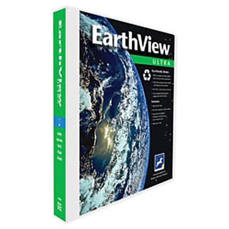 Aurora GB EarthView™ Ultra Round-Ring Presentation Binder, 3 Ring, 39% Recycled, 1", White