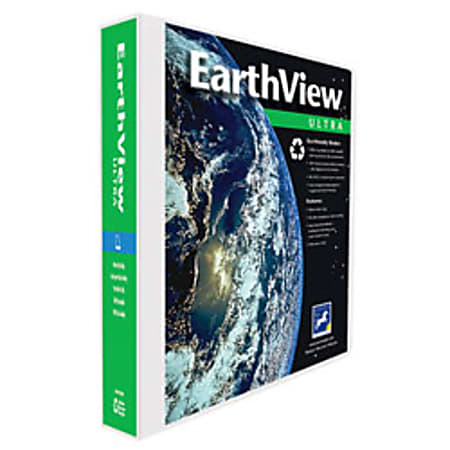 Aurora EarthView™ Ultra D-Ring Presentation Binder, 3 Ring, 39% Recycled, 1 1/2", White