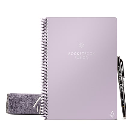 Rocketbook Fusion Smart Reusable Executive Size Notebook 6 x 8 45 7 Subject  21 Sheets Lilac - Office Depot