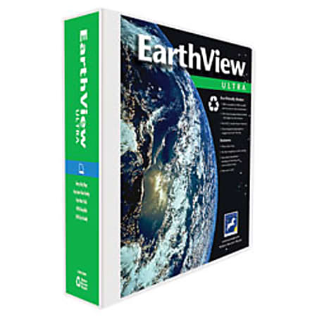 Aurora EarthView™ Ultra D-Ring Presentation Binder, 3 Ring, 39% Recycled, 2", White