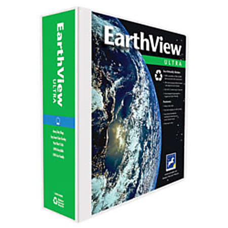 Aurora GB EarthView™ Ultra Round-Ring Presentation Binder, 3 Ring, 39% Recycled, 3", White
