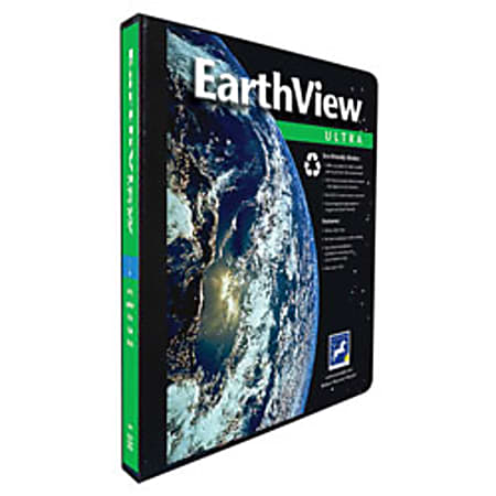 Aurora GB EarthView™ Ultra Round-Ring Presentation Binder, 3 Ring, 39% Recycled, 1/2", Black