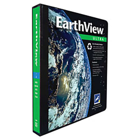 Aurora GB EarthView™ Ultra Round-Ring Presentation Binder, 3 Ring, 39% Recycled, 1", Black