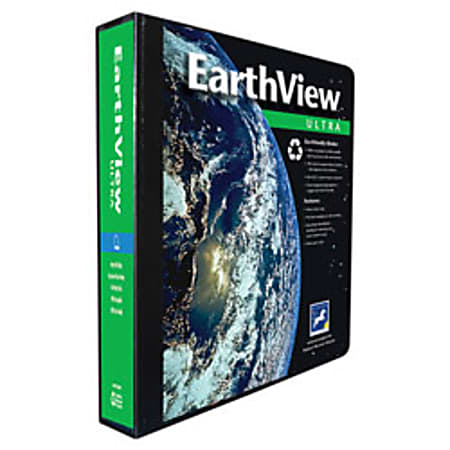 Aurora EarthView™ Ultra D-Ring Presentation Binder, 3 Ring, 39% Recycled, 1 1/2", Black