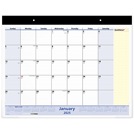 2025 AT-A-GLANCE® QuickNotes® Monthly Desk Pad Calendar, 21-3/4" x 17", Traditional, January 2025 To December 2025, SK70000
