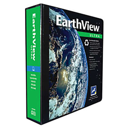 Aurora EarthView™ Ultra D-Ring Presentation Binder, 3 Ring, 39% Recycled, 2", Black