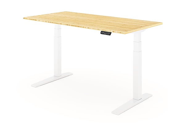 FlexiSpot E7 Pro Electric 60 W Adjustable Height Standing Desk WhiteBamboo  - Office Depot