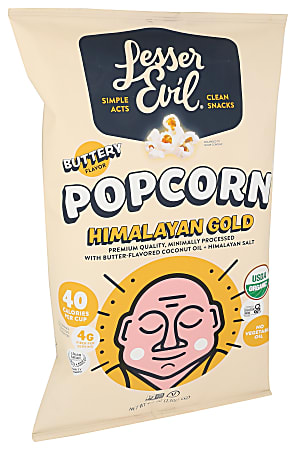 LesserEvil Organic Popcorn, Himalayan Gold Buttery, 4.6 Oz, Total Qty 12