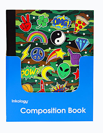 Inkology Composition Books, Corey Paige, 7-1/2" x 9-3/4", College Ruled, 200 Pages (100 Sheets), Assorted Designs, Pack Of 12 Books