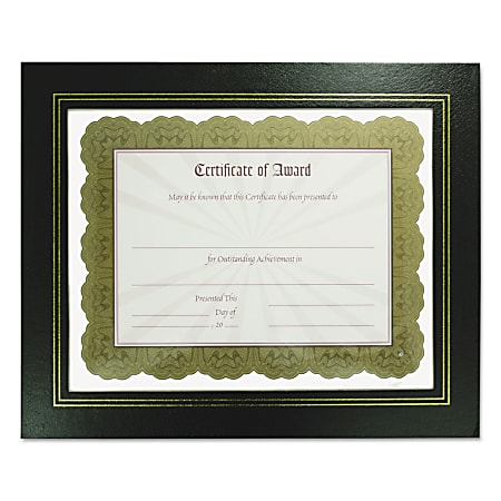 NuDell Flat Leatherette Document Frames - Holds 11" x 8.50" Insert - Desktop - Horizontal, Vertical - Easel Back, Hanger - 2 / Pack - Leather, Plastic - Black