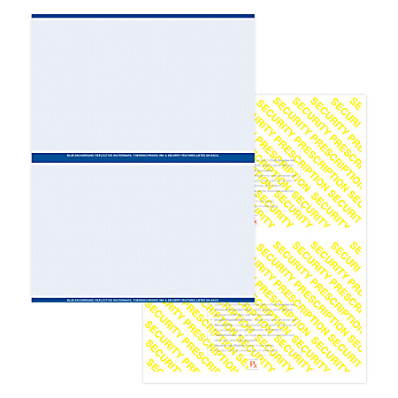 Medicaid-Compliant High-Security Perforated Laser Prescription Forms, 1/2-Sheet, 2-Up, 8-1/2" x 11", Blue, Pack Of 2,500 Sheets