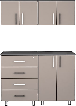 Inval Maestrik 48"W 4-Piece Garage Storage System, Taupe/Dark Gray