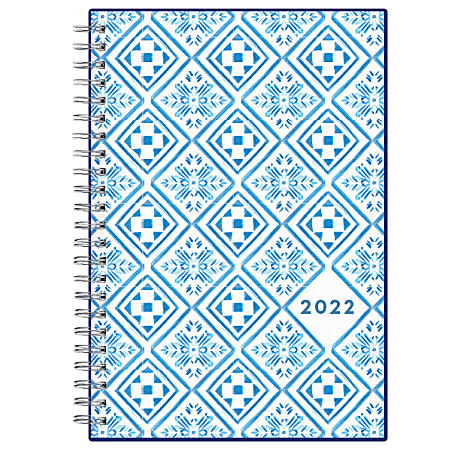 Blue Sky™ Frosted Weekly/Monthly Safety Wirebound Planner, 5" x 8", Portico, January to December 2022, 136401
