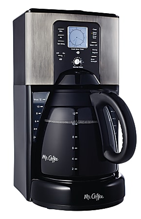 Mr. Coffee FTX41-NP 12-Cup Programmable Coffeemaker With Brew Strength Selector, Black/Silver