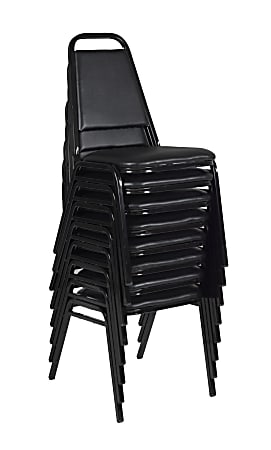 Regency Restaurant Vinyl Stacking Chairs, Black, Pack Of 8 Chairs