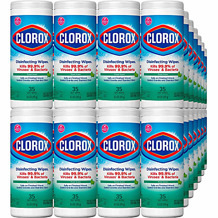 Clorox Disinfecting Cleaning Wipes - Ready-To-Use Wipe - Fresh Scent - 35 / Canister - 840 / Pallet - Green