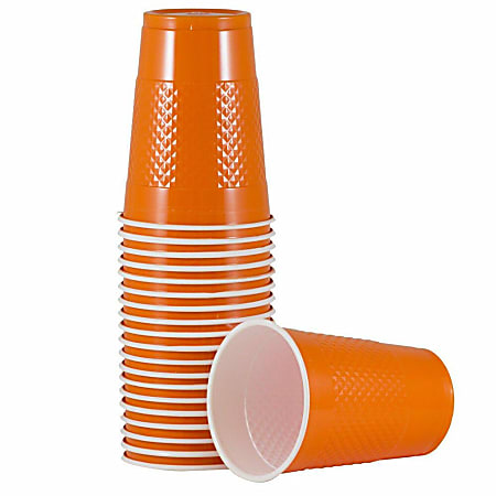 JAM PAPER Plastic Party Cups, 16 oz, Orange, 20 Glasses/Pack