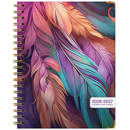 2026-2027 Excello Brands 14-Month Academic Year Hardcover Weekly/Monthly Fashion Planner, 8-1/2" x 11", Pastel Peacock, May To June, Total Qty 1