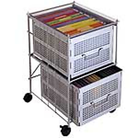 Studio RTA® Executive 2-Drawer File Organizer, 27"H x 16"W x 18"D, Silver