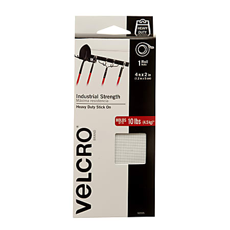 VELCRO&reg; Brand Industrial Strength Tape, 2" x 4', White, Total Qty 1