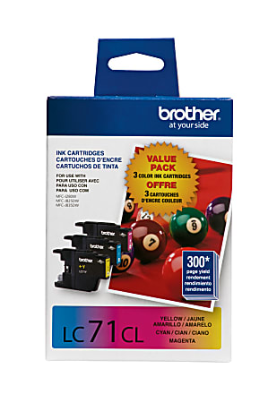 Brother® LC71 Cyan/Magenta/Yellow Ink Cartridges, Pack Of 3