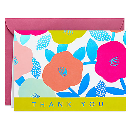 Hallmark Blank Thank-You Note Cards, Bright Florals (Pack of 10 Cards with Envelopes)