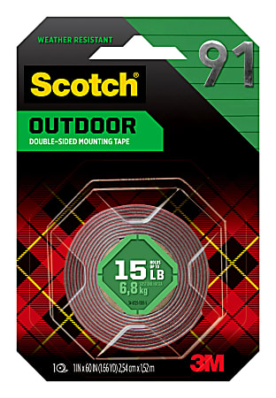 Gray 1-Roll 411P Scotch Outdoor Mounting Tape 1-inch x 60-inches 