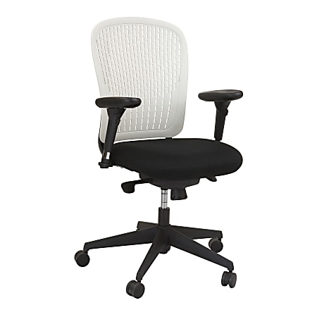 Safco Adjustable Arms Black Fabric Task Chair - Fabric Black Seat - Poly White Back - Black Frame - 5-star Base - 24.8" Width x 26" Depth x 39" Height