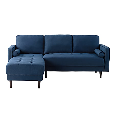 Lifestyle Solutions Lillian Polyester Sectional Sofa, 33-1/2”H x 83-1/8”W x 60-5/8”D, Navy