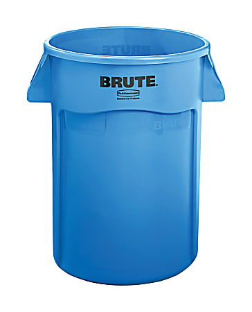 Rubbermaid Commercial Brute Vented Trash Receptacle, Round, 44 gallon, Blue, Sold as one waste receptacle