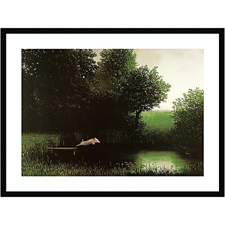 Amanti Art Diving Pig by Michael Sowa Wood Framed Wall Art Print, 25”H x 33”W, Black
