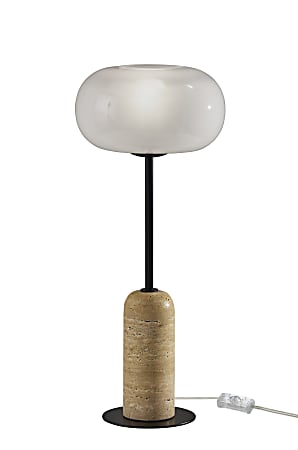 Adesso Byron Table Lamp, Black/White Glosted Glass Shade