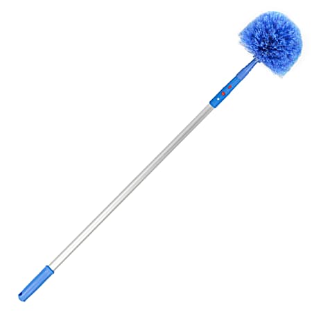 Gritt Commercial Cobweb Duster Brush With Telescopic Pole, 6-11/16" Brush/6' Pole, Blue