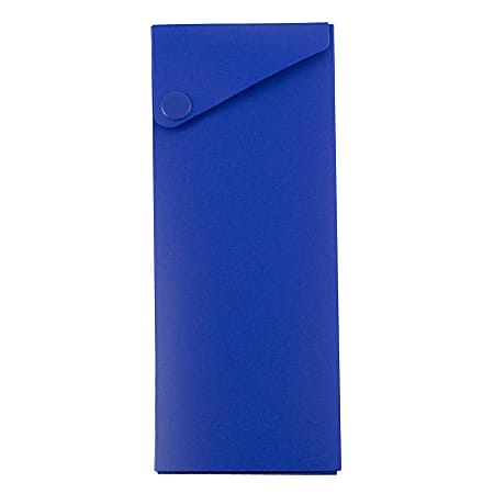 JAM Paper® Plastic Slide Pencil Case, 7 3/4"H x 2 3/4"W x 1 1/8"D, Blue