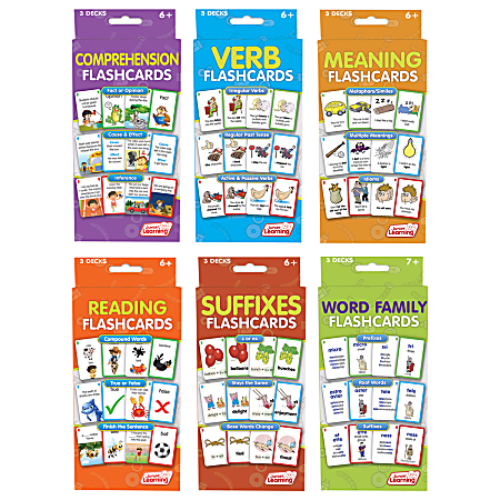 Junior Learning Language Flash Card Sets, Grades 2-5, Pack Of 6 Sets